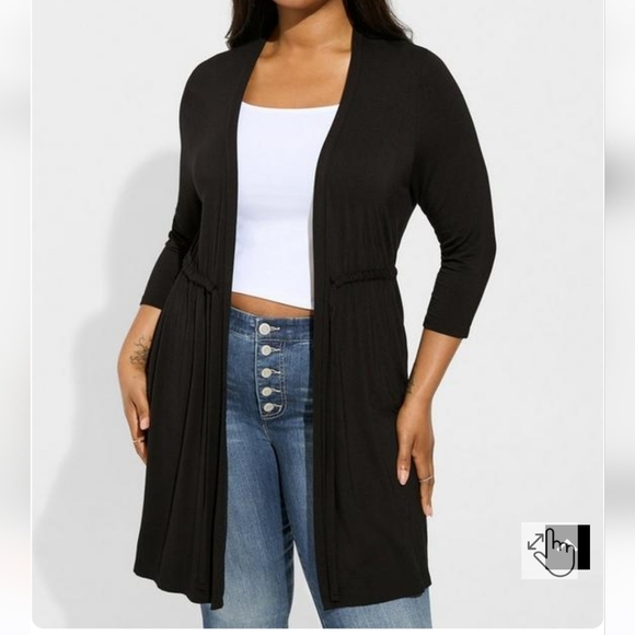 🆕️🖤 3X BLACK SUPER SOFT CARDIGAN - FRONT TIE WITH 3/4 SLEEVE🖤 - Picture 5 of 5